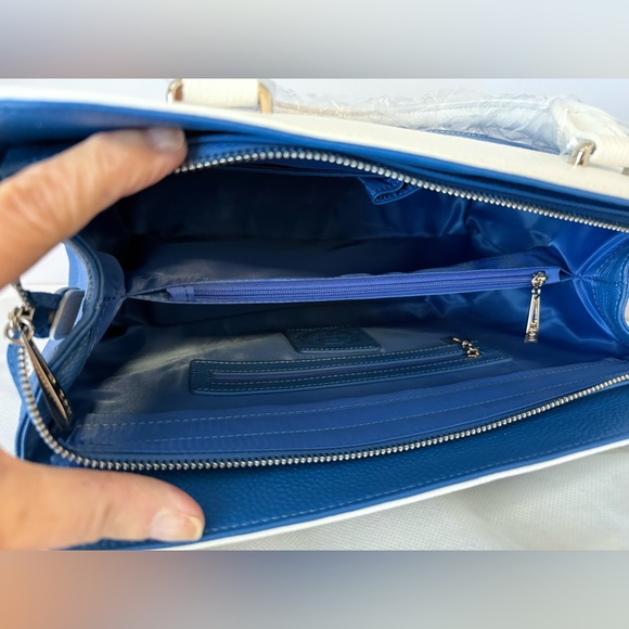 New Tauntus Greek Life a Zeta Phi Beta Sorority (ΖΦΒ) Blue & White Leather Tote - Picture 5 of 7